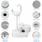Costway Portable Wash Sink Camping Hand Wash Station Basin Stand w/ 4.5 Gallon Tank