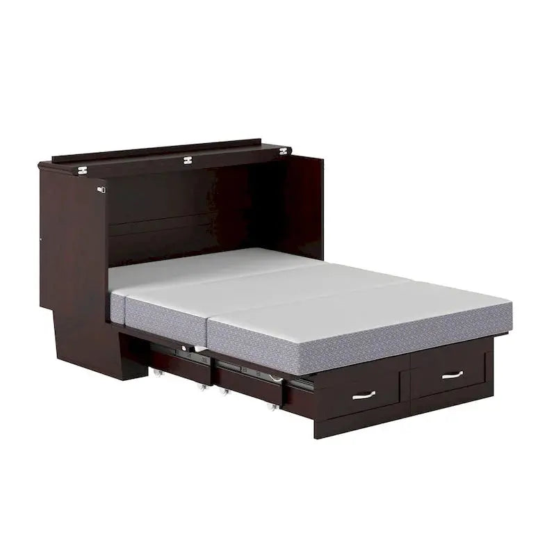 Monroe Full-Size Murphy Bed Chest With Memory Foam Mattress And Storage Drawer