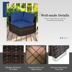 8-Piece All-Weather PE Rattan Patio Conversation Set With Fire Pit Table, Tank Holder And Cover