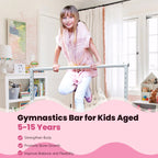 Ainfox Adjustable Kids Gymnastics Kip Bar with Pull Rings for Kids Ages 5-15 Gym Training,Pink