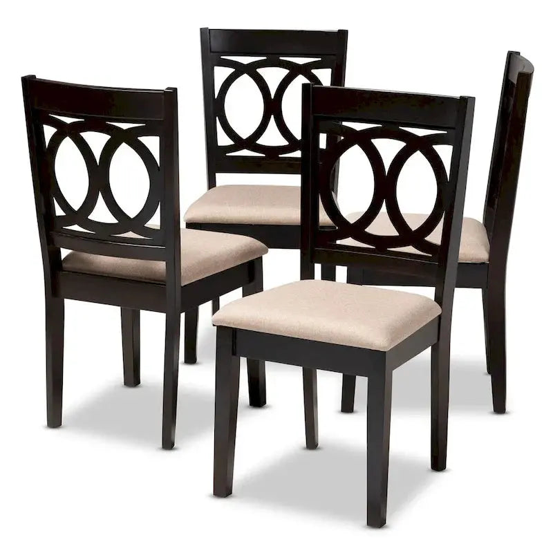 Contemporary 4-Piece Dining Chair Set With Fabric Upholstery - Espresso Brown